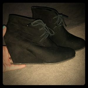 Black suede wedges